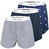 Happy Shorts Boxershorts Blau / Grau / Schwarz / Weiß XXL 3er Pack