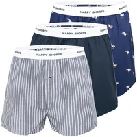 Happy Shorts Boxershorts Blau / Grau / Schwarz / Weiß XXL 3er Pack