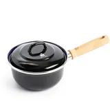 B&K BK Indigo Holländisches Erbe Emaillierter Kochtopf mit Deckel mit PFAS-Freier Keramik-Antihaftbeschichtung, 16 cm/1,2 Liter, Induktion, Spülmaschinenfest, Backofenfest, Schwarz