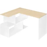 Woltu Eckschreibtisch 120x100cm Helle Eiche / Weiß