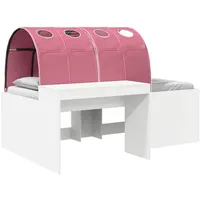 vidaXL Hochbett mit Schreibtisch für Kinder 90 x 200 cm Holz weiß/rosa