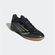 adidas F50 League Indoor Football Boots, Core Black/Iron Met./Lemon / 48