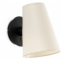 Lupe Schwarz Wandleuchte Beige Schirm