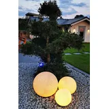 Trango 3er Set 202540GB Gartenkugel inkl. LED Leuchtmittel IP65 Granitstein-Optik Kugelleuchte *NATURE* mit 20/25/40cm Durchmesser