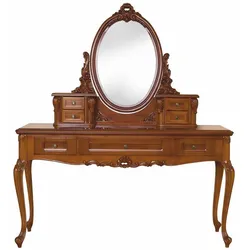 Casa Padrino Luxus Barock Schminktisch mit Spiegel Braun - Barockstil Schlafzimmer Möbel