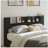 vidaXL Kopfteil mit Regal Schwarz 180 x 16,5 x 103,5 cm Holzwerkstoff