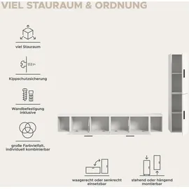 xonox.home Xonox Wohnwand, Weiß, Holzwerkstoff, 259x182x34 cm Wohnzimmer, Wohnwände, Anbauwände