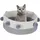 Relaxdays Katzenbett, Katzen & kleine Hunde, HxD: 16,5 x 41 cm, Bommeln, Baumwolle, geflochtener Katzenkorb, grau/weiß