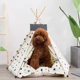 Famanu Haustier Zelt Teepee für Hunde und Katzen - Abnehmbar und Waschbar, Beige - Beige