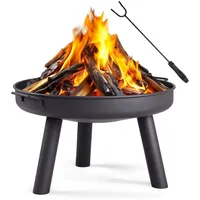 FCH Feuerstelle Ø 60 cm Rauchfrei Holzfeuerschale mit Schürhaken,Feuerkorb und Feuertonne Funkenschutz für Heizung/BBQ Grill, Garten Terrasse