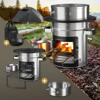 Campingofen mit Power Ring Raketenofen BBQ Holzofen Campingkocher Grill Kocher