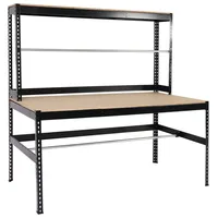 Mendler Packstation HWC-J84, Packtisch Arbeitstisch Werktisch, Rollenhalter höhenverstellbar, Holz