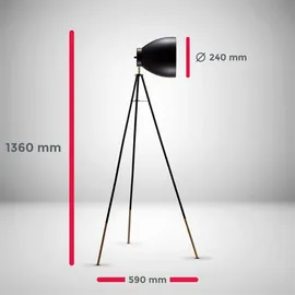 B.K.Licht BK_ST1233 1 E27 Schwarz-gold