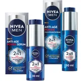 NIVEA MEN Anti-Age Power Serum und Tagespflege mit LSF 30, Gesichtspflege mit Hyaluron für Anti-Aging-Effekt, Hautpflege mit LUMINOUS630® gegen Alters- und Pigmentflecken