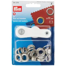 Prym Ösen und Scheiben 11,0 mm, 15 Stück., silberfarbig 11 mm