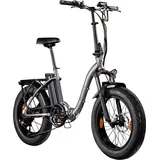 Agon Aurevia E Bike Klapprad 20 Zoll Pedelec für Damen Herren 155 - 195 cm Elektrofahrrad Faltrad 7 Gang Fatbike StVZO violettgrau