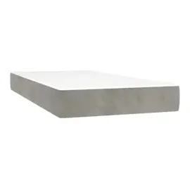 vidaXL Boxspringbett mit Matratze & LED Hellgrau 80x200 cm Samt