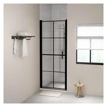 vidaXL Duschtür Hartglas 81x195 cm Schwarz