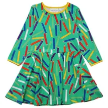 Toby Tiger Skater Kleid Buntstifte Print Grün 98