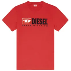 DIESEL Herren T-Shirt - T-DIEGOR-DIV HEMD, Baumwolle, Rundhals, Logo, kurz, einfarbig Rot 3XL