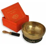 Klangschalen-Center Klangschale in terracotta Geschenkbox L mit Lotus-Aufdruck und Zubehör
