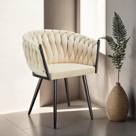 Tectake tectake® Esszimmerstuhl, Astano Samt, Knotendesign, schlanke Stahlbeine, 60,5 x 55 x 75 cm