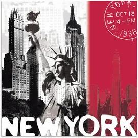 Artland Wandbild »New York«, Gebäude, (1 St.), als Alubild, Outdoorbild, Leinwandbild in verschied. Größen, rot B/H: 50 cm x 50 cm