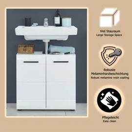 WELLTIME Waschbeckenunterschrank WELLTIME "Sovana", weiß, weiß hochglanz, B:60cm H:56cm T:31cm, Holzwerkstoff, Schränke, Waschbeckenunterschrank, Waschtisch mit verstellbarem Fach - Maße (B/T/H) 60/31/56 cm