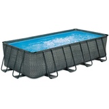 Summer Waves Premium FRAME Pool, Rattanoptik, PVC/Stahl, 549x274x132, jede Menge Zubehör Inklusive, rechteckig