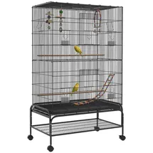 PawHut Vogelkäfig mit Sitzstangen, Ablage, Bodenwanne,