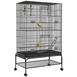 PawHut Vogelkäfig mit Sitzstangen, Ablage, Bodenwanne,