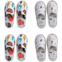 Teceyfeet 4 Paare Kinder Hausschuhe, 22cm Einwegslipper Pantoffeln Hausschuhe Rutschfeste Gästepantoffeln,Hotelslipper Frottierslipper für Junge Mädchen - 35 EU