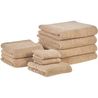 Beliani Handtücher 9er Set MITIARO Baumwollfrottee Sandbeige