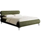 Selsey Polsterbett Olivgrün mit schwarzen Metallfüßen, 140 cm