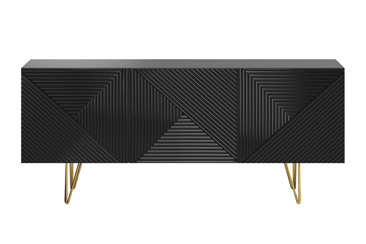 Sideboard schwarz und goldfarben 3-türig L160 cm OZEN