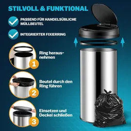 monzana Mülleimer 40 l Silber