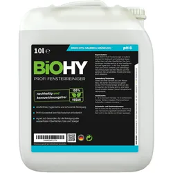 BiOHY Profi Fensterreiniger (10l Kanister) | Konzentrat, ideal für alle FENSTERSAUGER | Streifenfreie Reinigung von Glas-, Fensterflächen