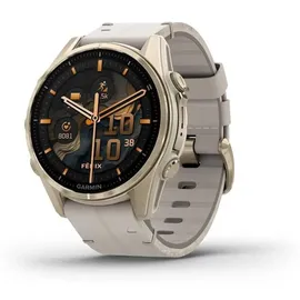 Garmin fenix 8 AMOLED 43 mm sapphire, nebelgrau / softgold mit QuickFit-Leder-Armband 20 mm