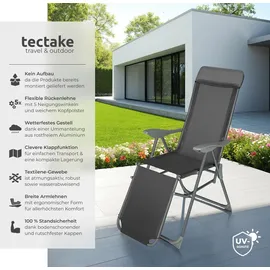Tectake 2er Set Gartenstuhl Jana 146,5 x 59 x 117,5 cm dunkelgrau