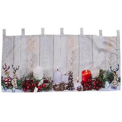 Mojawo X-Mas Gardine Scheibengardine Weihnachten Fenstergardine LED 45x120cm