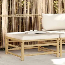 vidaXL Garten-Fußhocker mit Kissen Cremeweiß Bambus