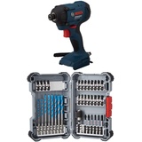 Bosch Professional Akku Drehschlagschrauber GDR 18V-160 (ohne Akkus und Ladegerät, Karton) + 35tlg. MultiConstruction Bohrer- und Impact Control Schrauberbit-Set (Pick and Click, HEX-9, Zubehör)