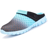 Clogs Herren Pantoletten Mesh Sabot Sommer Hausschuhe Atmungsaktiv Gartenschuhe mit Rutschfest Sohle,Himmelblau,Gr.47 - 47 EU