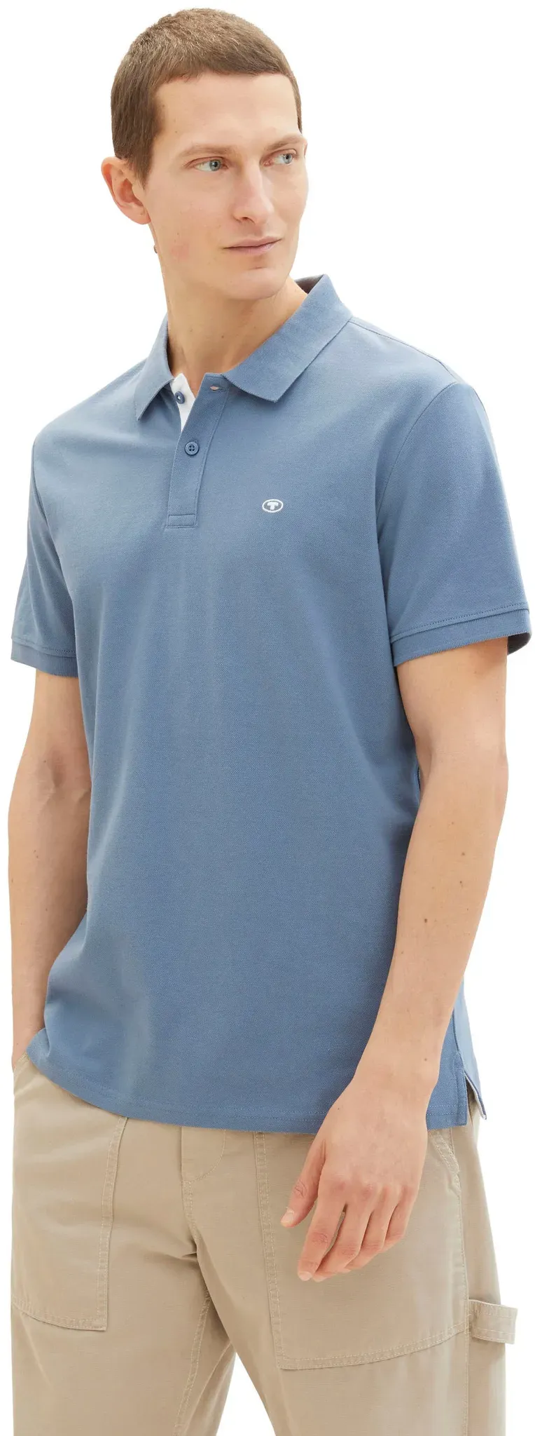 TOM TAILOR Poloshirt, mit Knopfleiste und Logo TOM TAILOR gravel grey XXL