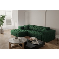 Fun Möbel Ecksofa Designersofa CHANTAL in Stoff Opera Velvet Grün Ottomane Links