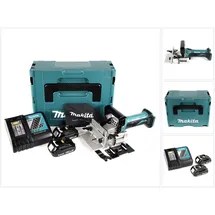 Makita DPJ 180 18 V Li-Ion Akku Nutfräse im Makpac + 2 x 1,5 Ah Akku + Ladegerät