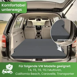 eloneo Camper Matratze für VW T4, T5, T6, T6.1 Multivan, California Beach, Caravelle, Transporter, Klappmatratze grau, 185x148x8cm