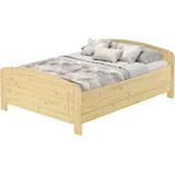 Erst-Holz Seniorenbett extra hoch 140x200 Doppelbett Holzbett Massivholz Kiefer Zubehör wählbar V-60.44-14ohne Zubehör - Naturbelassen