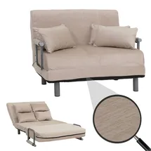 MCW Schlafsessel K29 Chenille 190 x 100 cm Creme mit Kissen