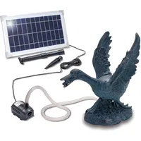 esotec Solar Wasserspeier Set Gans Gustav, Solarpumpe Teichfigur Gartenfigur Gartenstatue, Tauchpumpe, Gartenbrunnen, Springbrunnen außen outdoor, Vogeltränke H=46,5cm 101652